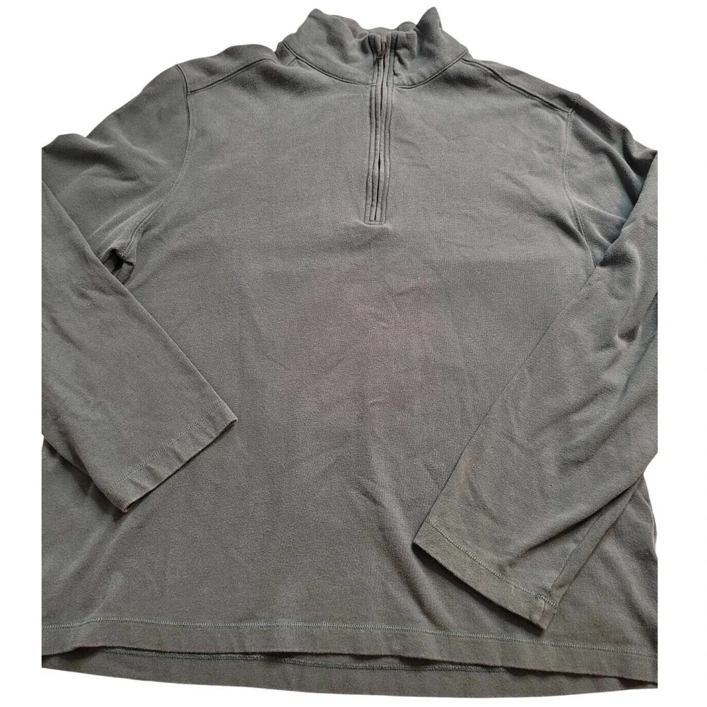J.Crew 1/4 Zip Sweater‎ Mens XL Green 100% Cotton Preppy